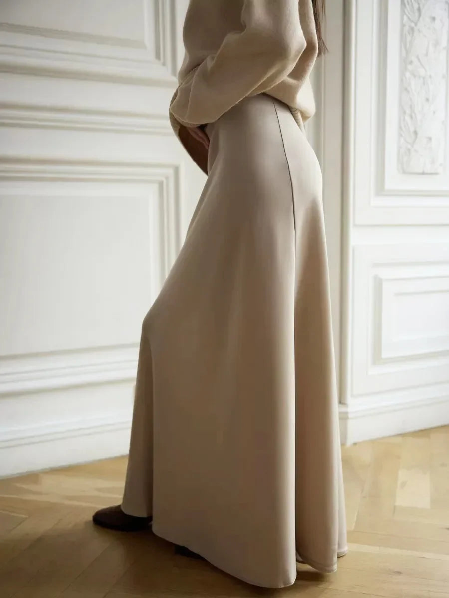 Casual Satin Women'S Skirt Spring Summer Fashion Loose High Waist Maxi Skirts Elegant Simple Slik Fishtail Skirt voguable