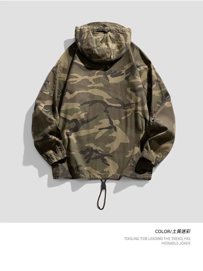American Camouflage Hoody Mountaineering Suit Work Jacket Men's Hooded Jacket Spring Autumn Hip-hop Handsome Jacket voguable
