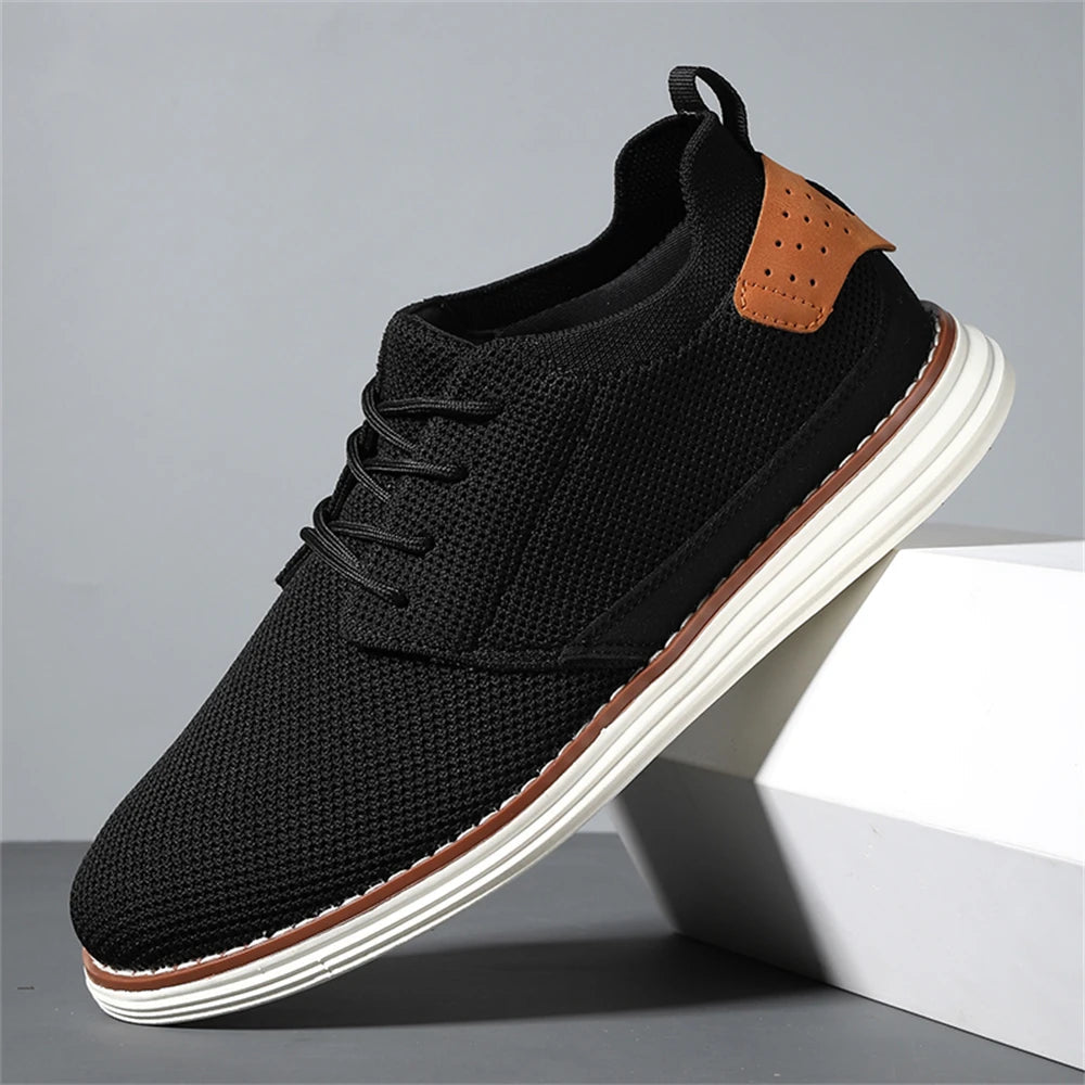 Voguable  Plus Size Men's Trendy Solid Woven Knit Breathable Sneakers, Comfy Non Slip Shoes For Men Outdoor Activities voguable