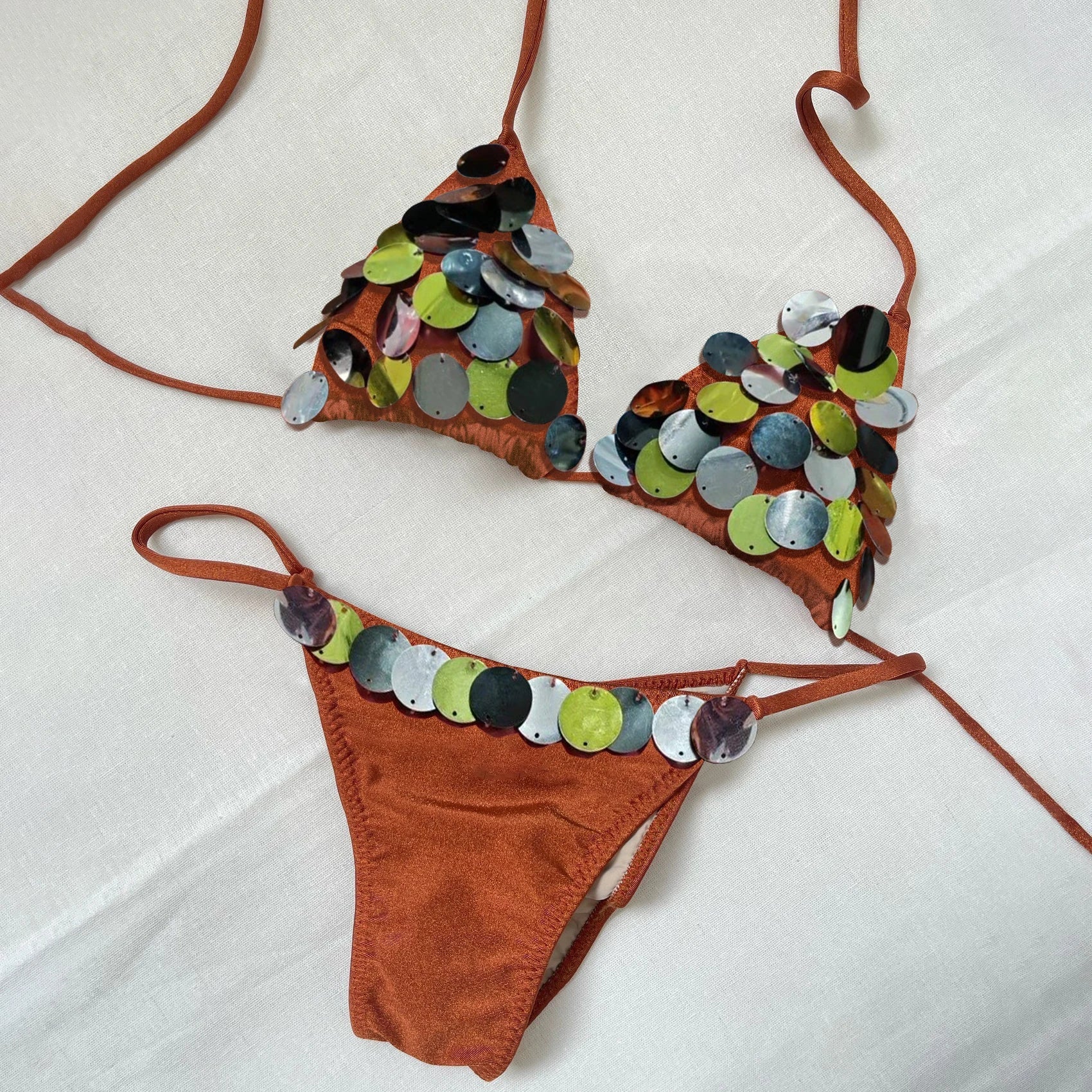 New Bandeau Biquini Sexy Bikini Women Swimsuit Female Swimwear Shiny Botton Swimming Suit Halter Bodysuit Beach Outfits voguable