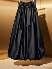Voguable  New Spring Summer Chic Skirt Women's Fashion High Waist Bow Acetate Satin Bud French High Sense Skirts voguable