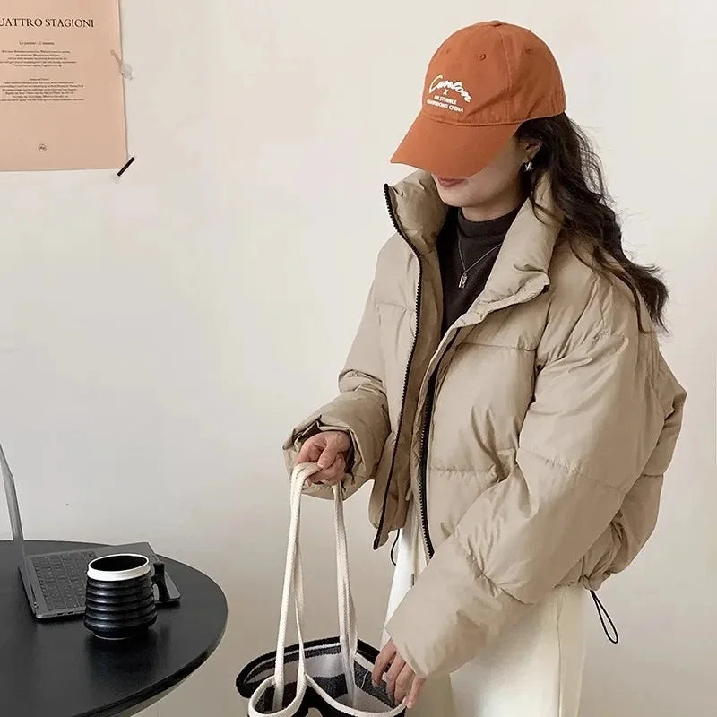 2024 New Women Solid Loose Puffer Jacket Winter Korean Chic Oversized ThickenedWarm Parkas Female Coat Lady Padded Ja voguable