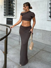 TARUXY Bandage Maxi Skirt 2 Piece Sets Womens Outfits Sexy Slim Tank Tops Lady Party Bodycon Long Elegant Dress Sets Womens 2024 voguable
