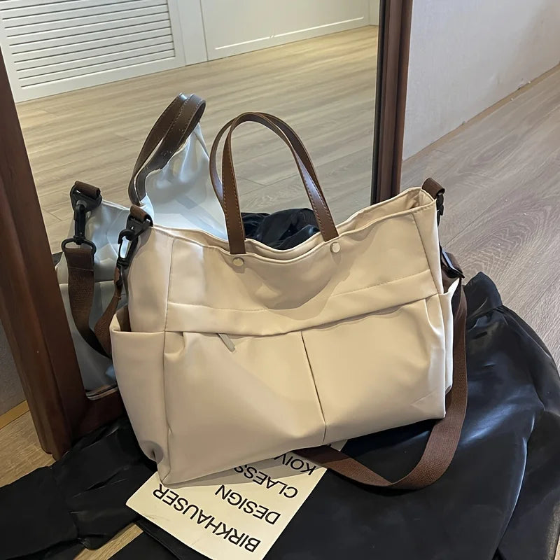 Stylish Nylon Women Tote Bag Shoulder Bag Featuring Two Pockets Large Capacity Commuting Handbag voguable