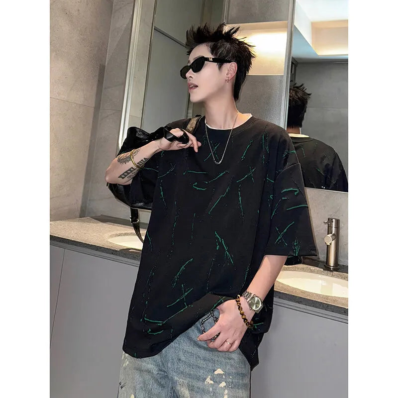 Mens Loose Fit T-Shirt man O Neck Comfortable Soft Breathable Unique Design Casual Streetwear Fashion New Style Tee Top Trending voguable