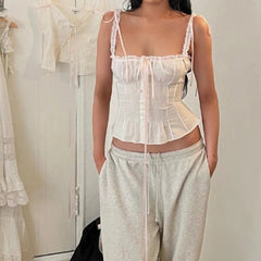y2k Tops Women Summer Spaghetti Strap Sleeveless Bustier Corset Camisole Pleated Vest 2000s Aesthetic Clothes Clubwear voguable