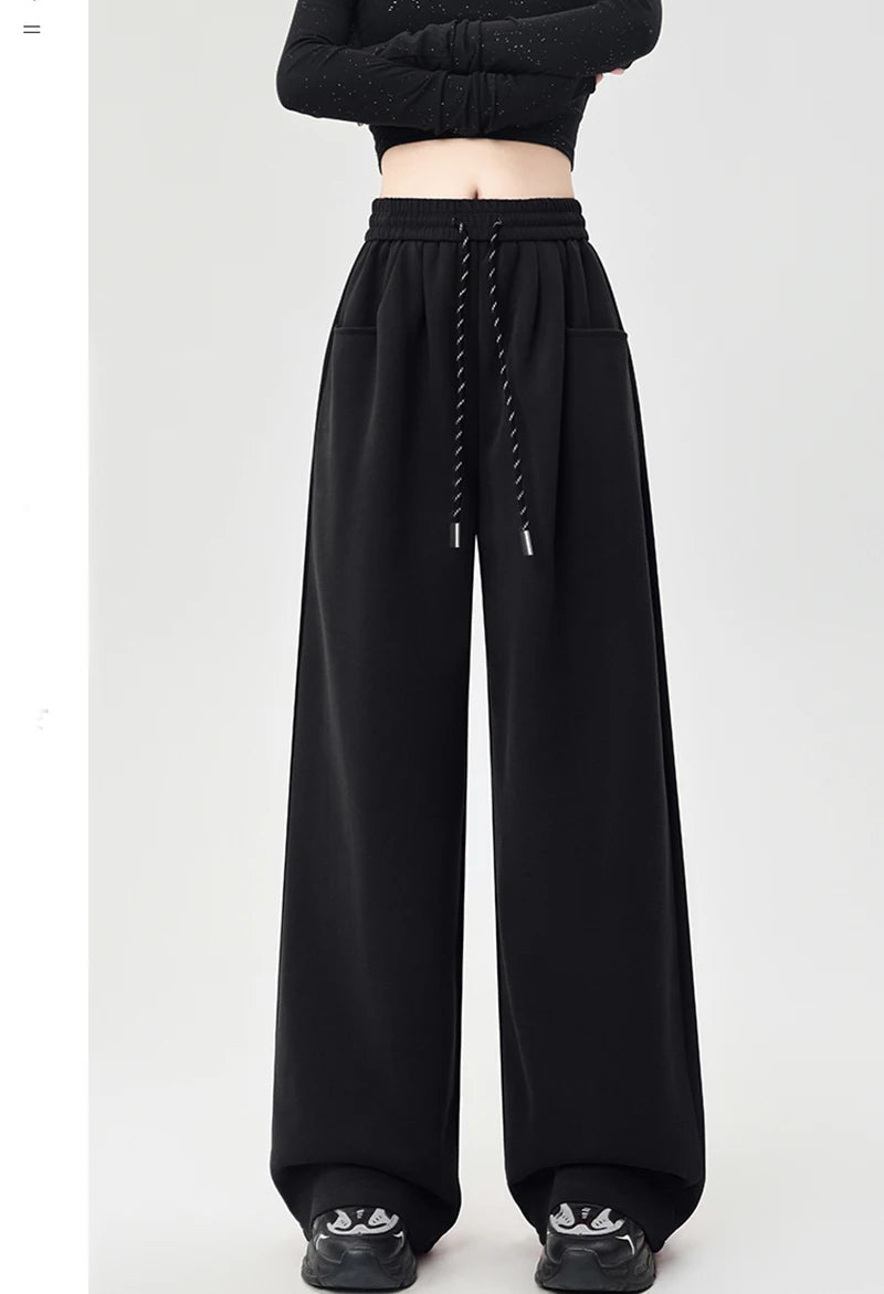 Streetwear Y2K Sweatpants Women Vintage High Waist Loose Straight Trousers American Harajuku Bf Fall Hip Hop Pockets Pants voguable