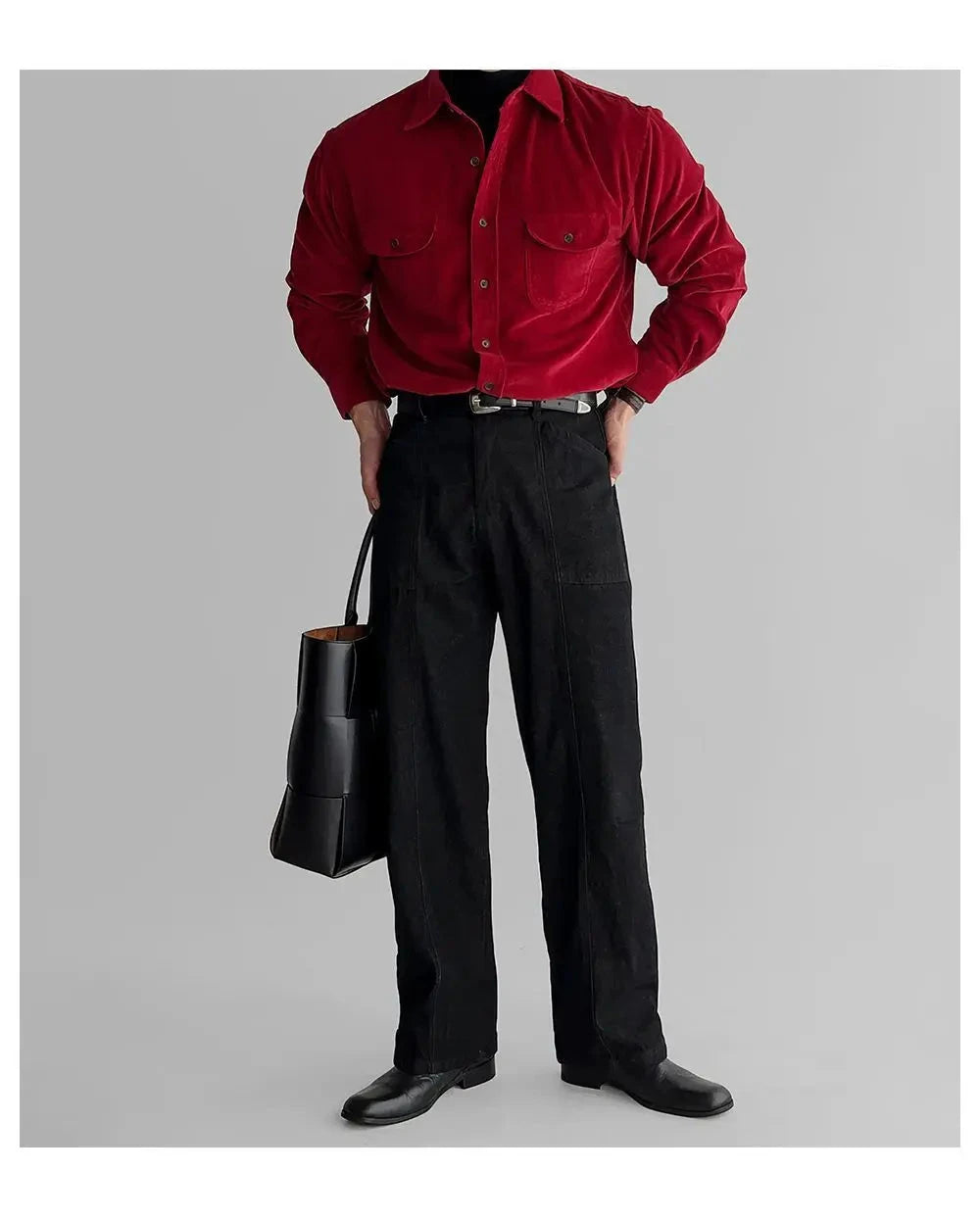 Korean High-end Shirt Temperament Red Corduroy Long-sleeved Shirts Men Women Spring Loose Lazy Trendy Tops Aesthetic Chic Blouse voguable