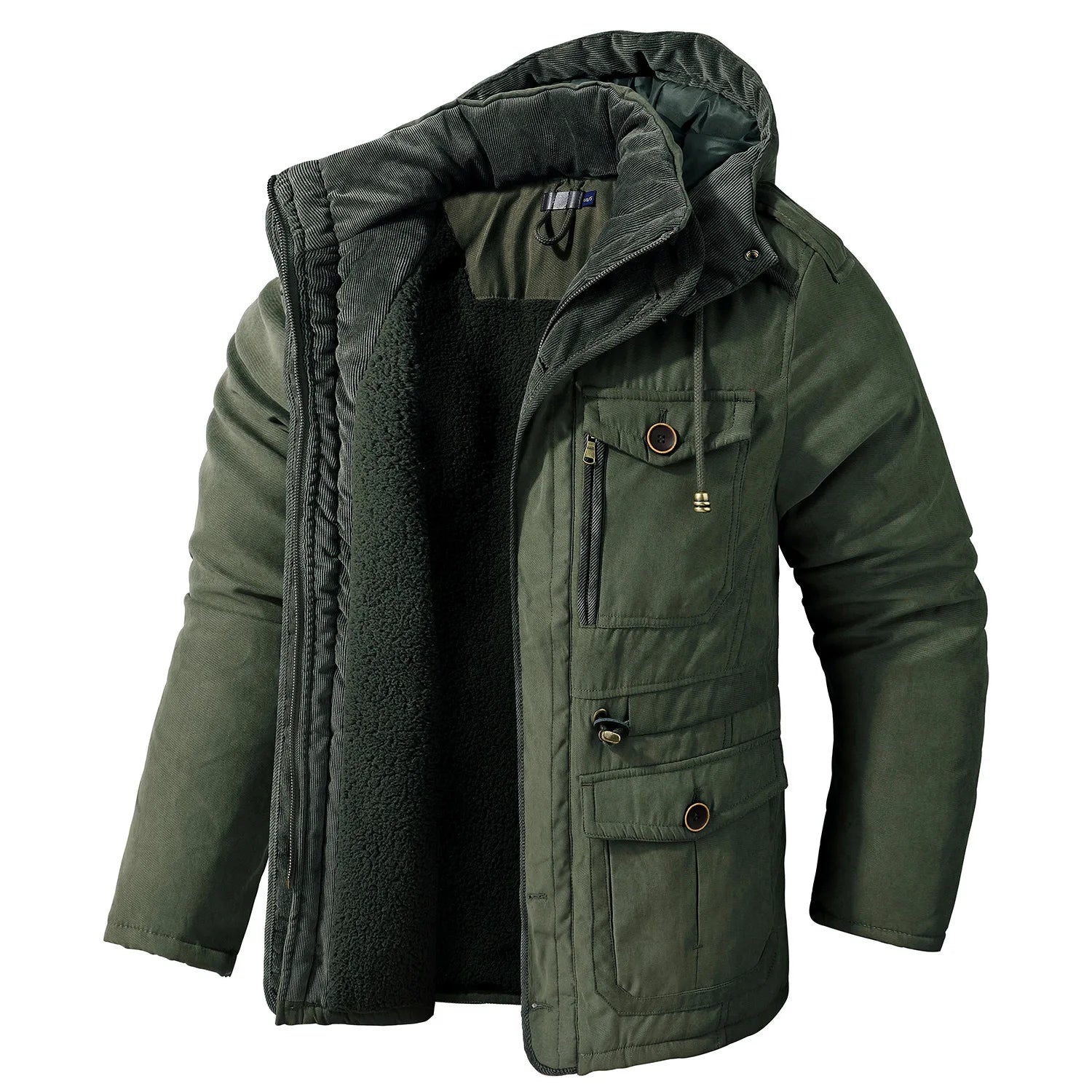 Winter Fleece Parkas Men Warm Windproof Jackets Thick Hooded Parka Coat Mens Fur Linner Outerwear Casual Cotton Padded Jacket voguable