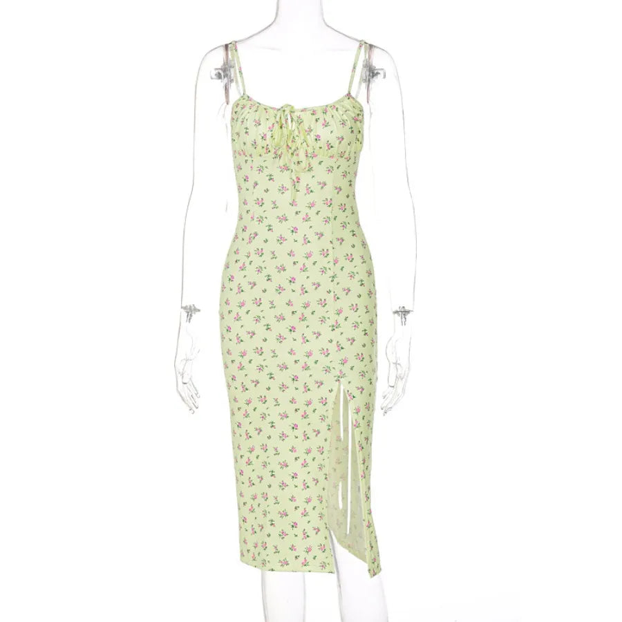 Voguable  Europe and America summer hot goods new women's dress with halter floral split dress  on behalf of voguable