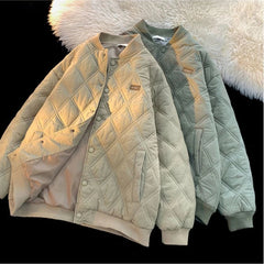 Winter Men's Jacket Stand Collar Thicken Button Windproof Baseball Jackets Casual Solid Warm Couples High Street Padded Clothes voguable
