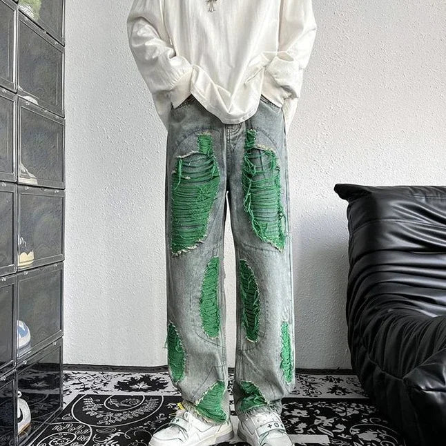Voguable  Trousers Straight Hip Hop Punk Jeans for Men Wide Leg Male Cowboy Pants Designer Washed Denim Clothes Y2k 2000s Korean Style Xs voguable