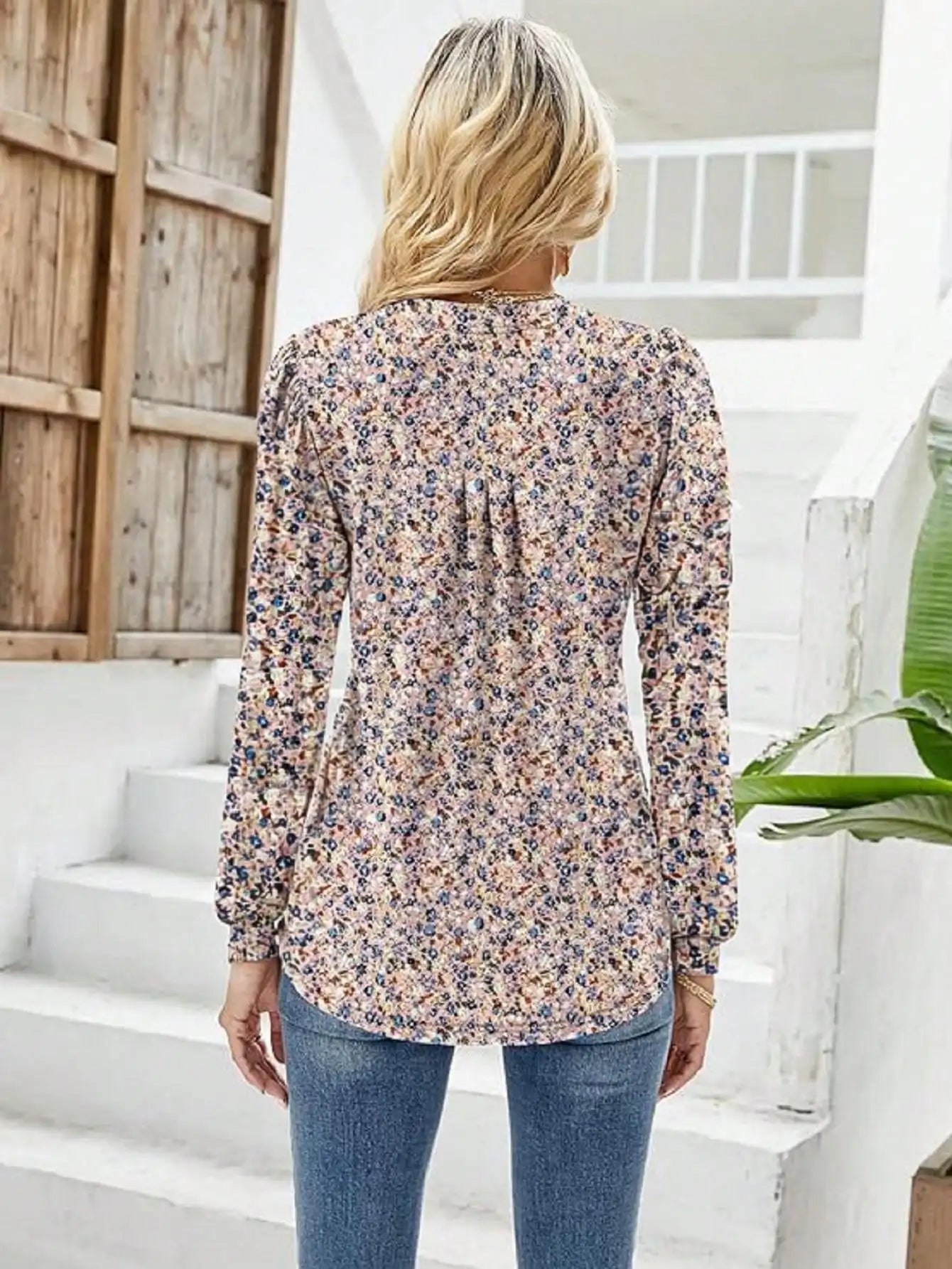 Voguable  Women's Long Sleeve Casual Blouses Dressy Tunic Top V Neck Button Office Wear Fall Winter voguable