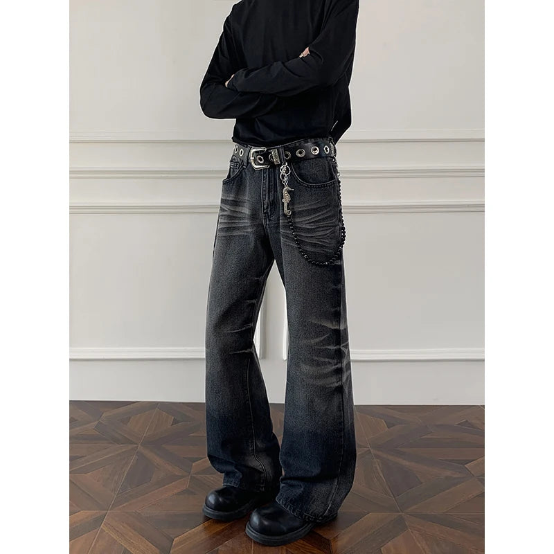 Mens Straight Leg Jeans Business Casual Vintage Blue Denim Pants for Middle Aged Man Classic Fit man trousers voguable