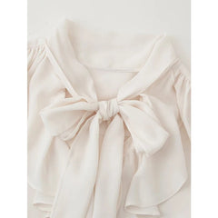 Elegant Ruffle White Shirt Women Lace Up Collar Butterfly Sleeve Casual Office Shirts Spring Summer Blouse Blusas Mujer voguable