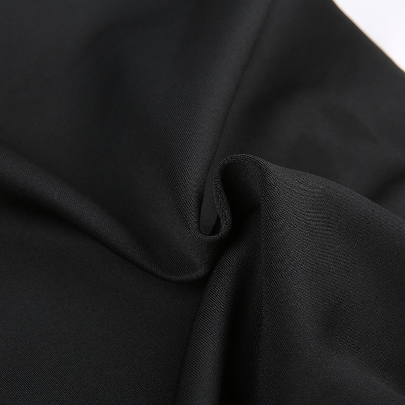 Black Stripe Patchwork Midi-Long-Sleeve Dress mysite