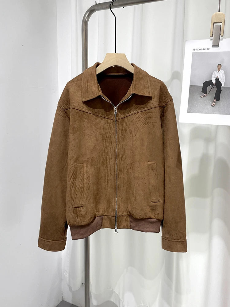 Men's Short Bomber Jackets 2024 Spring Retro Y2k Lapel Zipper Pocket Windbreaker Coats Luxury High Quality Overcoat Streetwear voguable