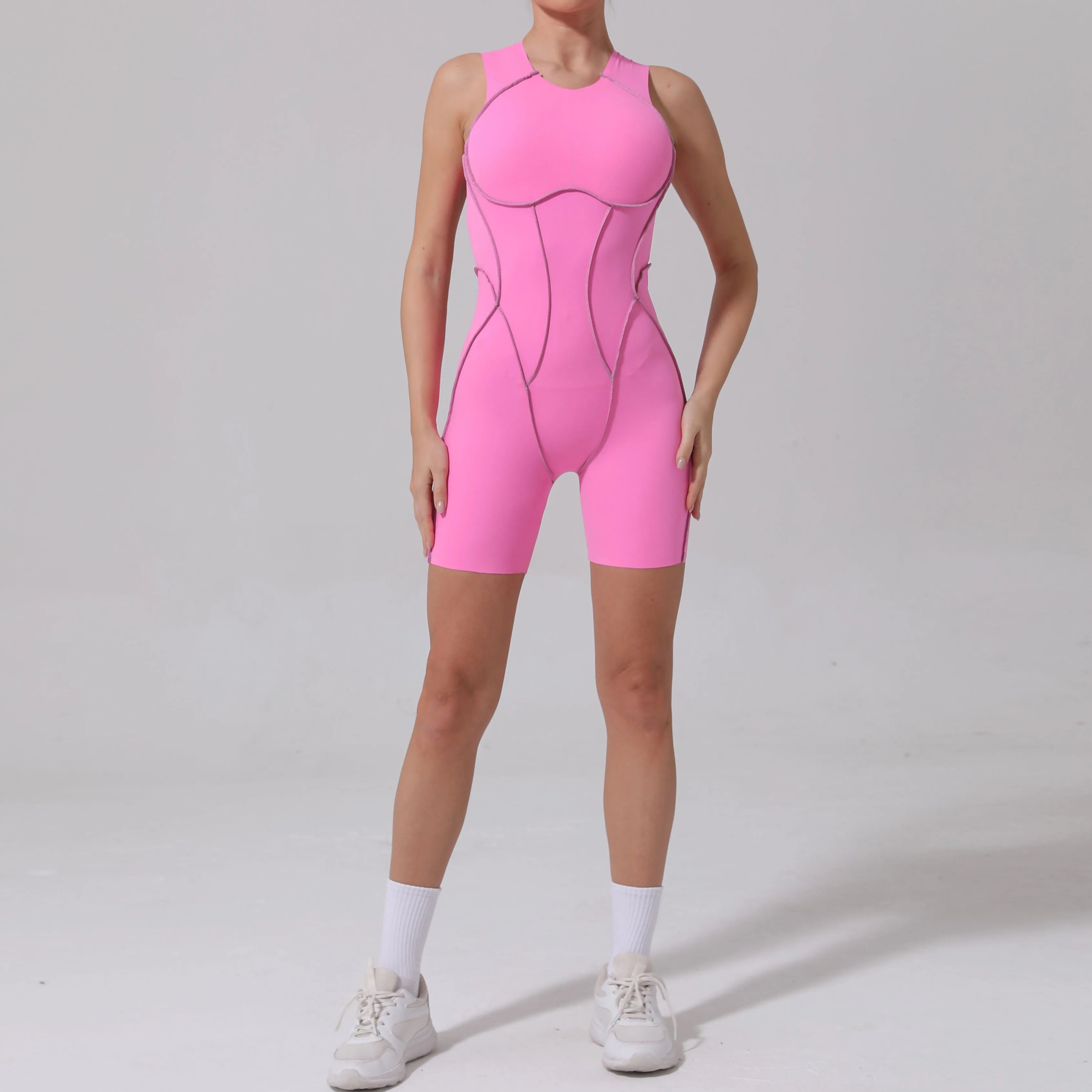Voguable  Yoga Jumpsuit Summer Short Sleeveless Sports Wear Gym Fitness Sports Bodysuit Women Dance Running Workout Clothes Yoga Jumpsuit voguable