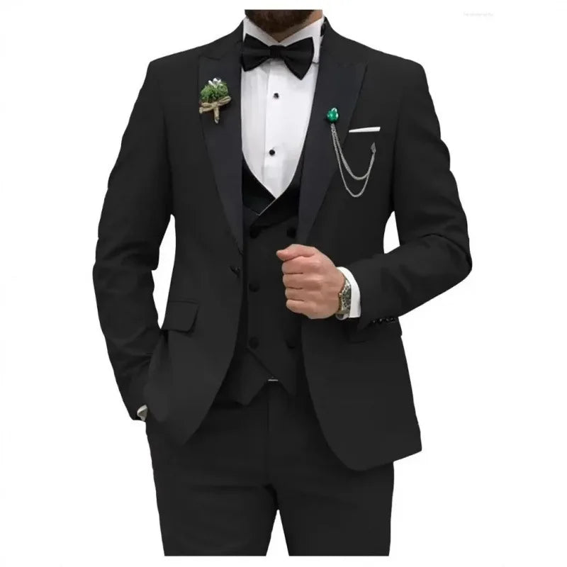 Voguable  New Slim Men's Suit 3-Piece Set Jacket +Vest+ Pant Wedding Party Men Blazer Coat Luxury voguable
