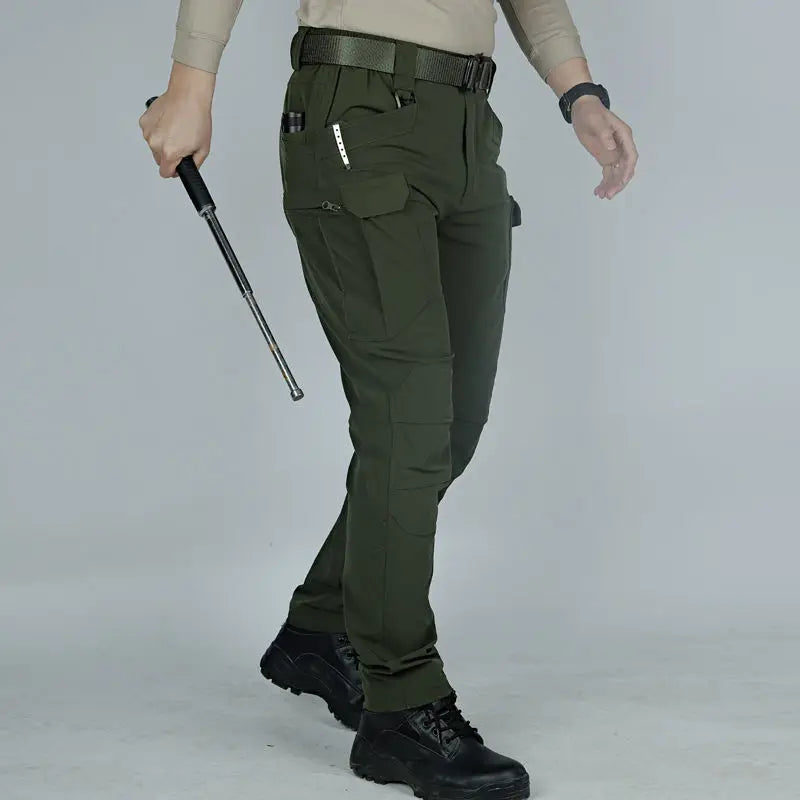 Voguable  Summer Thin Loose Training Pants Man Sharkskin Soft Shell Quick Drying Rainy Day Outdoor Multiple Pockets Tactical Trousers voguable