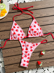 Voguable  Triangle Halter Bikinis Women Printed Swimwear Female Sexy Padded Swimsuit Bathers Bathing Swimming Swim Suit Beachwear voguable