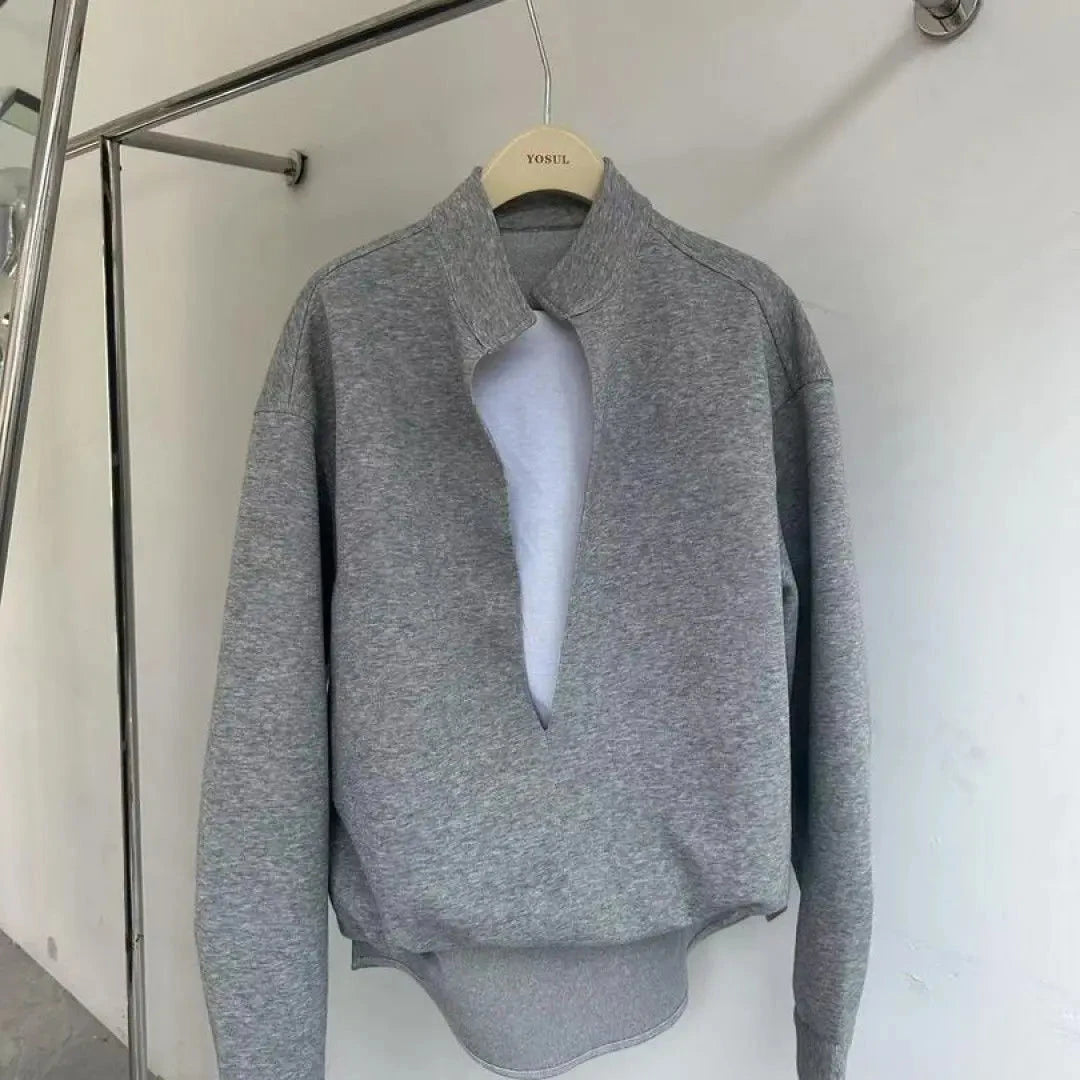 Korean Casual Sports High-end Suit Autumn Sweatshirt Fake Two-piece Spring Fashion Trend Casual Loose Suit Aesthetic Academy voguable