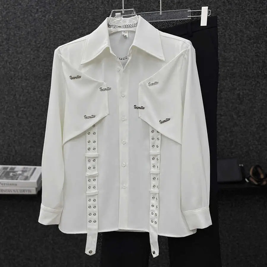 2025 Spring Autumn New High-end Niche Long Sleeve Shirt Men's Fashion Korean Style Fashion Handsome Loose Men's Shirt Aesthetic voguable