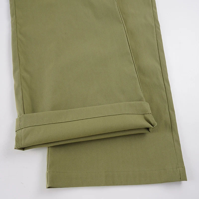 Voguable  Women's High-Waisted Pockets Buttons Wide Leg Trousers Regular Street Style Classic Solid Color All-match Club Trousers voguable