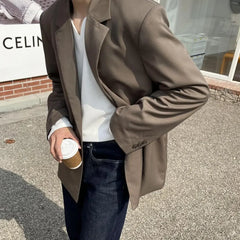 Autumn 100% Cotton Small V-neck Long Sleeve T-shirts Men Korean Casual Solid Color High-end Design Loose Bottoming Shirt Men voguable