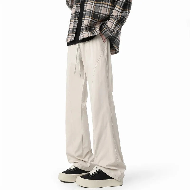 Voguable  Men's Wide-Leg Track Pants Lightweight Elastic Waist Casual Trousers voguable