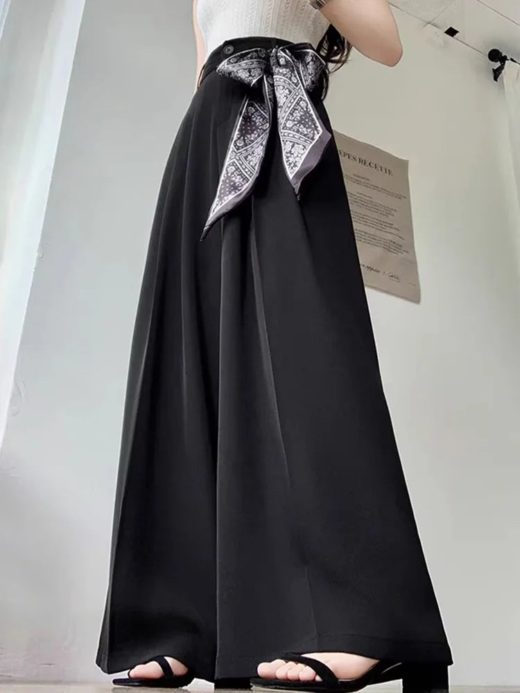 Chic Lace Up Suit Wide Leg Pant Women Elegant Loose High Waist Bow Trousers Korean Fashion Female Casual Sweet Pants New voguable
