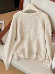 Cute 3D Cherry Sweaters Women Lazy Wind Long Sleeve Knitted Jumpers Japan Loose O Neck Female Kawaii Sweet Pullovers Tops voguable