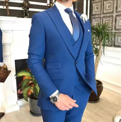 Voguable  Men's Suits 3 Pcs Double Breasted Vest Costume Homme Men Suit for Wedding Groom Wear Slim Fit Blazer+vest+Pants voguable