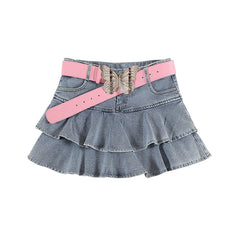Voguable Vintage Skirts Y2k Korean Style Women Jean Skirt Blue Kawaii Harajuku A-Line Denim Skirt Chic Casual Fashion Summer Clothes voguable
