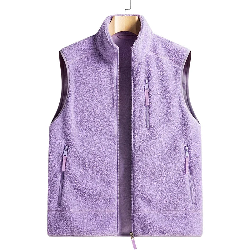 Outdoor Sleeveless Coats Vests Male Warm Cotton Waistcoat Autumn Jackets Thick Vests Man Classic  Lamb Cashmere Men Fleece Vest voguable