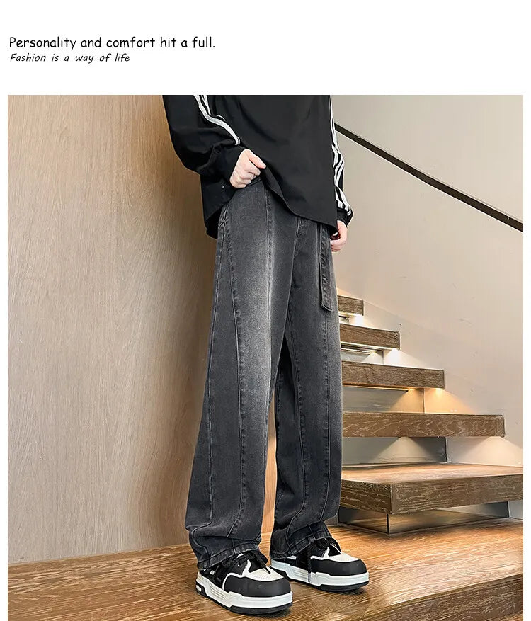 2025 New Big boy Jeans for Men Streetwear Baggy Jeans Large size Patchwork Denim Leisure Simple Dime Pants Women Jeans Hot  jean voguable