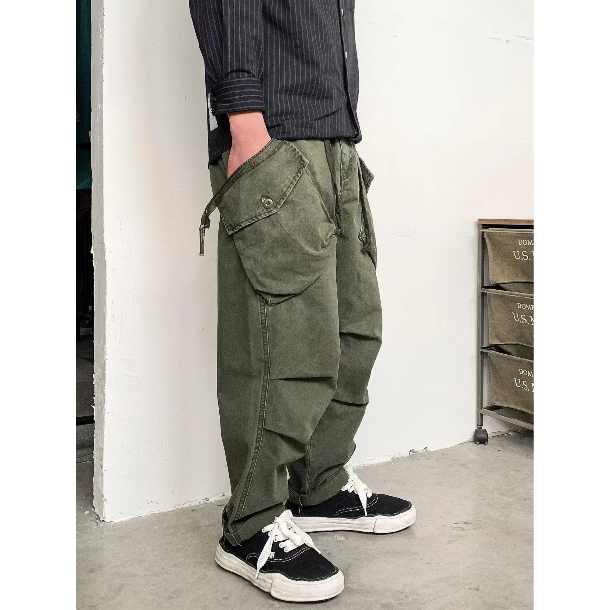 Voguable  Retro Japanese Work Pants Men's Loose Cotton Casual Long Trousers Wear-Resistant Street Style Autumn Fashion Youthful Vitality voguable
