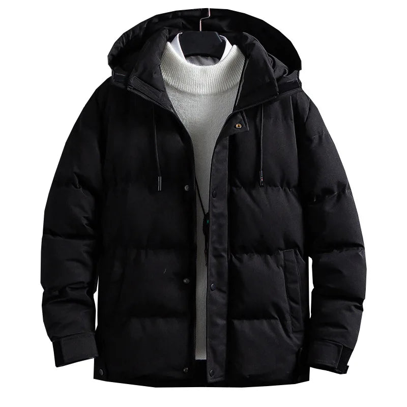 Padded Jacket Men Winter Parkas Thick Jacket Coats Fashion Men Casual Solid Color Hooded Parkas Male Black Khaki Warm Coat voguable