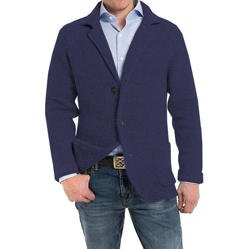 2023 British Style Mens Clothing Knit Cardigan Autumn Winter Fashion Single Breasted Black Stand Collar Knit Sweater Coats Men voguable