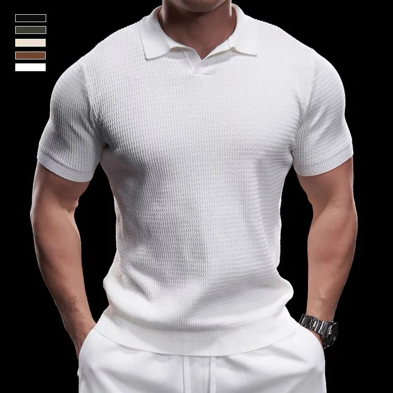 Voguable  Slim Fit ort Sve  irt Knitted Ice Silk Texture Cotton Youth Faion Summer Breathable Comfortable Mens T-irt voguable