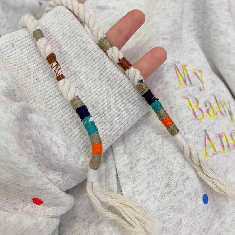 Vintage Dot Sweet Hoodies Women Letter Embroidery Cute Loose Sweatshirts Casual Preppy Style Long Sleeve Lady Japan Tops voguable