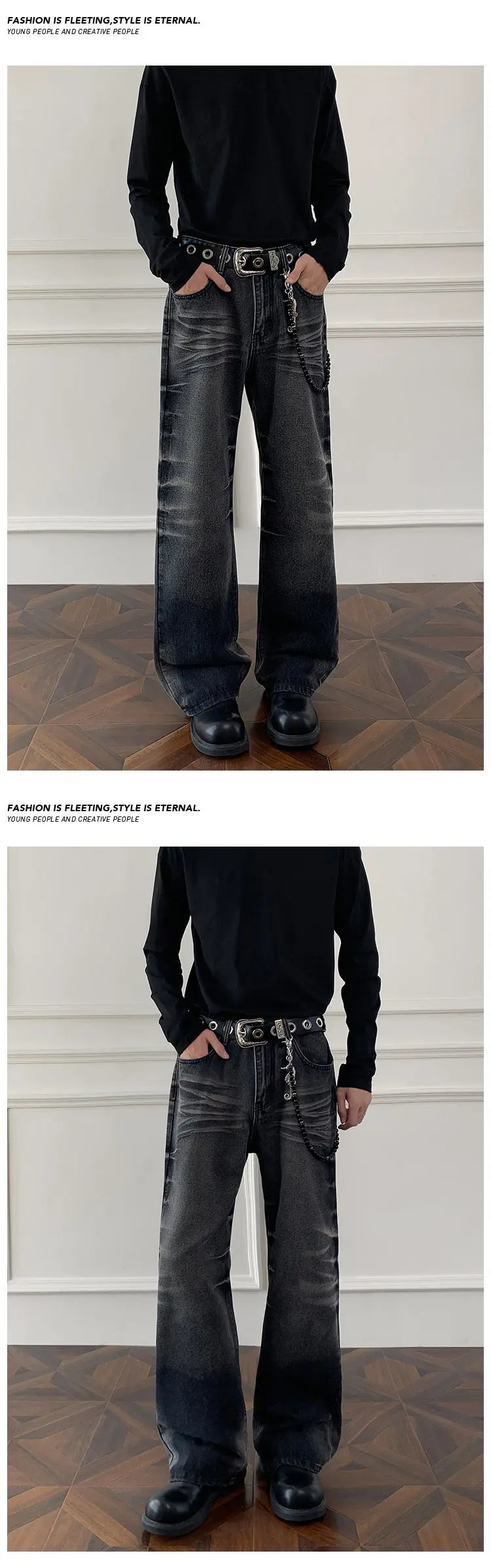 Mens Straight Leg Jeans Business Casual Vintage Blue Denim Pants for Middle Aged Man Classic Fit man trousers voguable