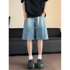 Short Men Blue Washed Denim Shorts Casual Distressed Design Summer Streetwear Fashion Comfort Fit Men Denim Shotrt voguable