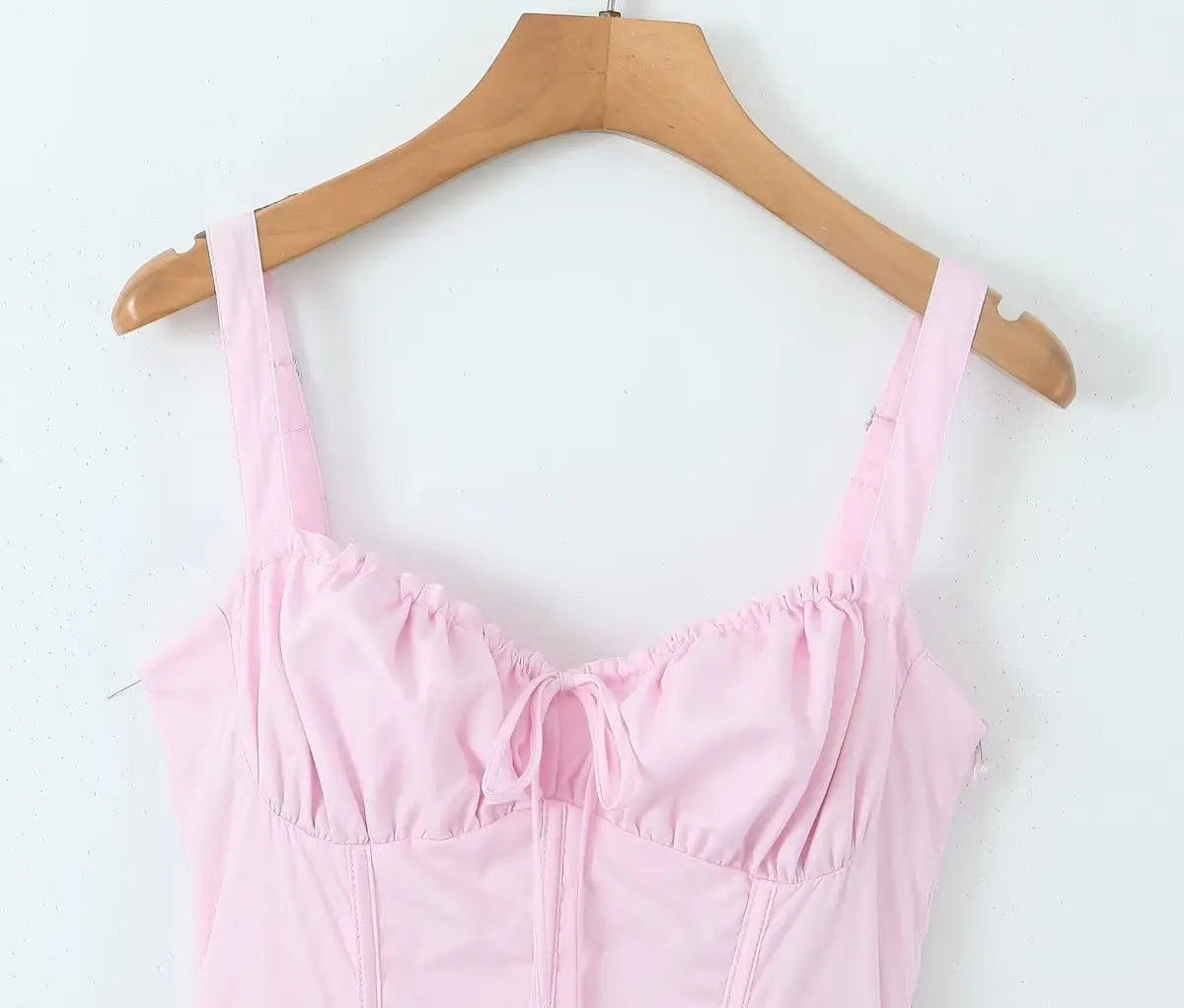 Voguable New Fashion Women Back Lacing Up Bandage Pink Slim Sling Mini Dress Party Summer Cotton Robe voguable