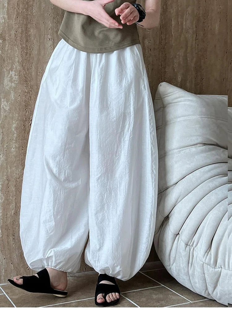 Oversize Women Pure Cotton Pants Summer Loose White Causal Lantern Trousers Fashion New Female Wide Leg Pants voguable