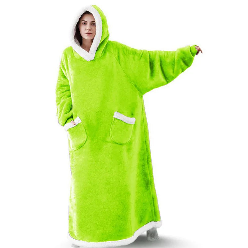 Oversized Hoodie Blanket Women Winter Warm Plush Hoodies Sweatshirt Men Loose Casual Super Long TV Blanket Giant Hoodie Blankets voguable