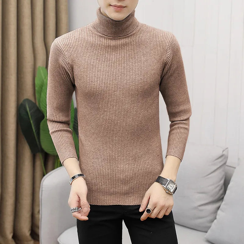 Autumn and Winter  Men's Turtleneck Sweater Male  Version Casual All-match Knitted  Sweater voguable
