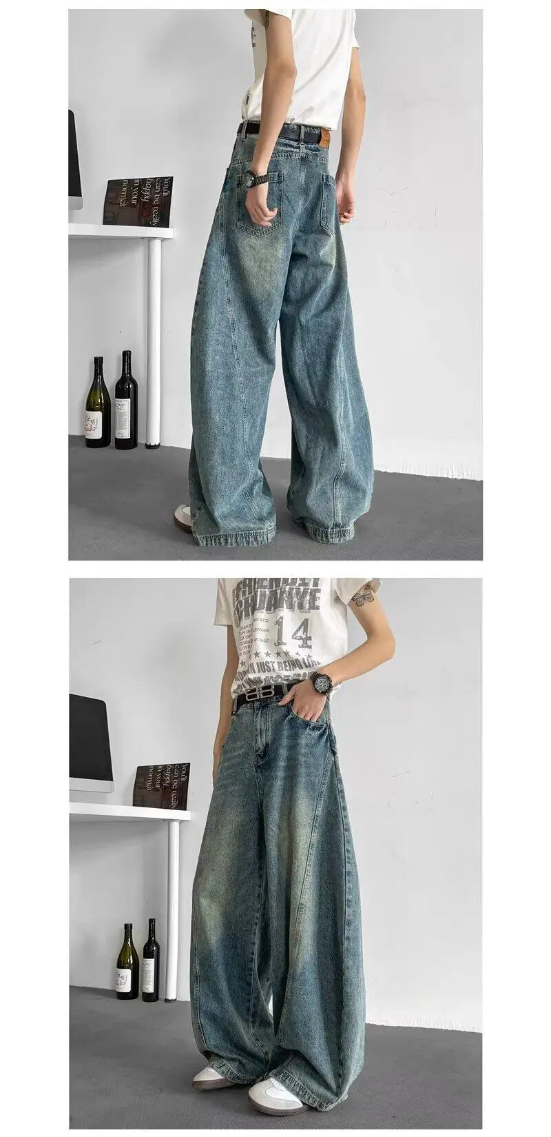 Men Baggy Jeans Wide Leg Unisex Streetwear Hip Hop Dance Pants Loose Fit Trousers Oversized Urban Jogger Street Dance Clothing voguable