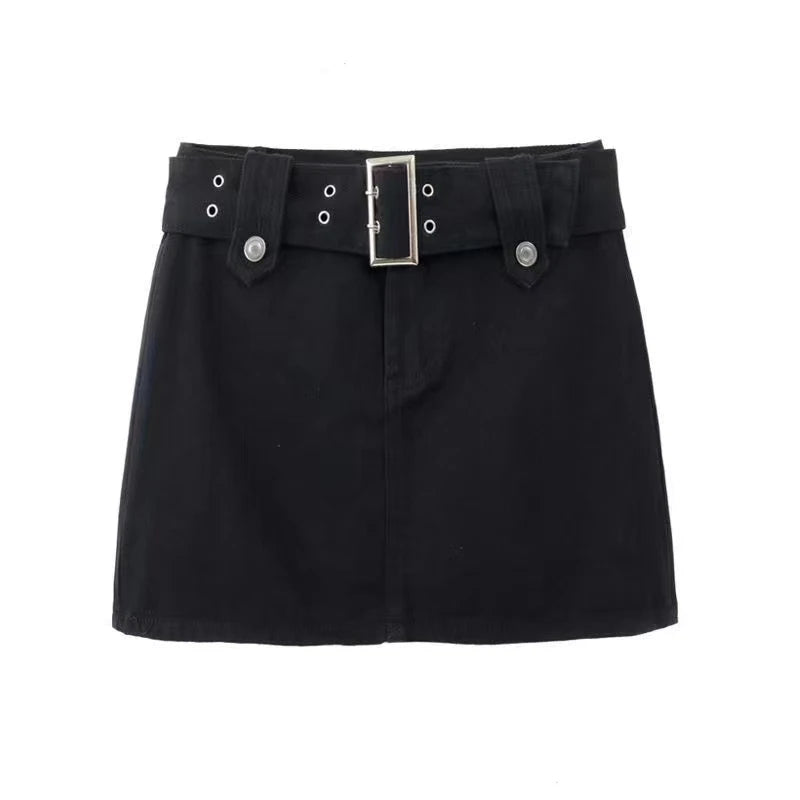 Denim Skirt For Women Summer American Vintage High Waist Spicy Girl Mini Short Skirt Blue Brown Black Wrapped Hip Pants Skirt