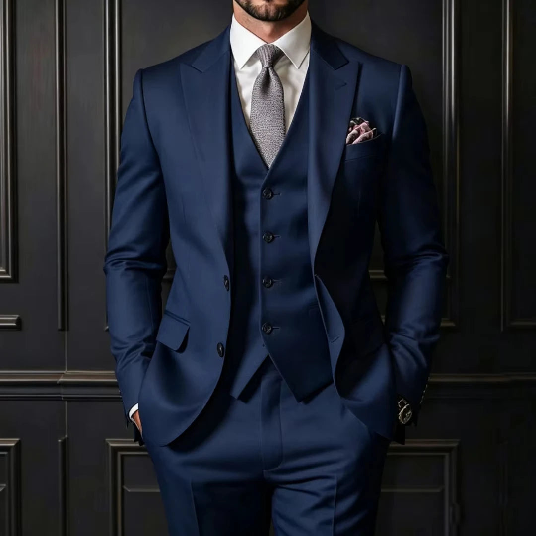 Voguable  Men Suit 3 Pieces Gray Single Button With Lapel For Wedding Groom Banquet Party Prom Business Work Daily Jacket Vest With Pant voguable